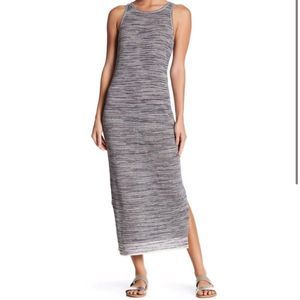 THEORY Intrella Space Dye Striped Linen Blend Sleeveless Maxi Dress Sz P